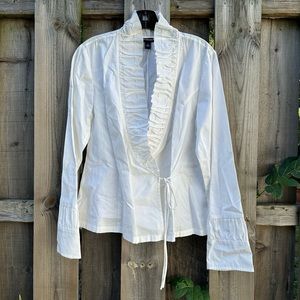 Classic Ruffle Collar Ellen Tracy Blouse Top Size 8